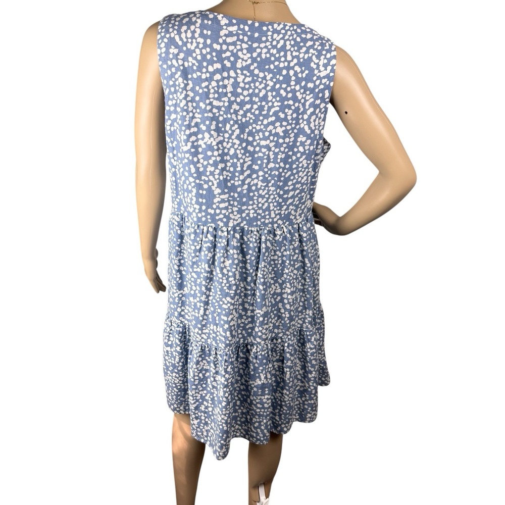 Matty M Tiered Linen Blend Cottagecore Lagenlook Loose Dress Women's Sz M Blue - Picture 2 of 16
